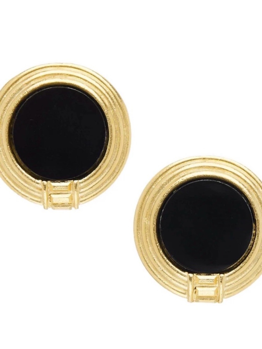 Susan Shaw Gold Roma Studs Post Backs 24kt TGP Made USA NWT $90 Black Onyx